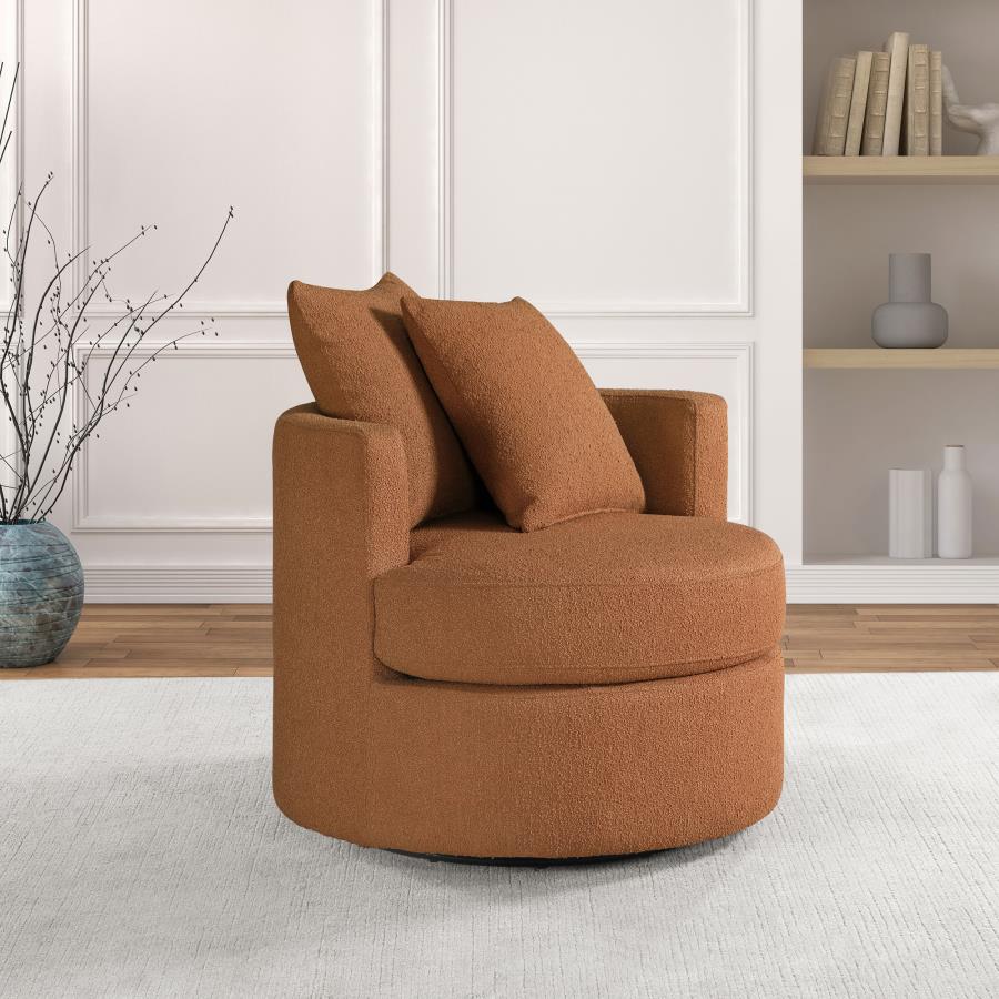 (image for) Debbie Upholstered Swivel Accent Chair Burnt Orange