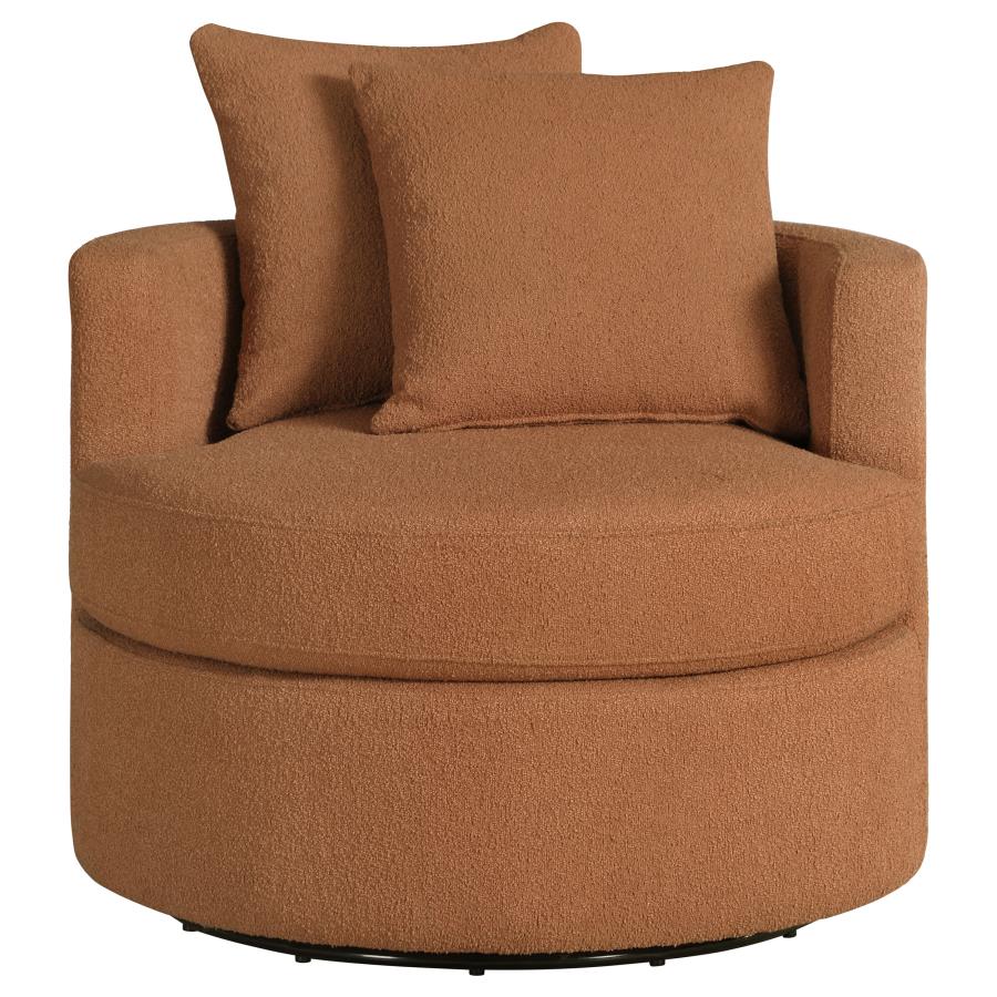 (image for) Debbie Upholstered Swivel Accent Chair Burnt Orange