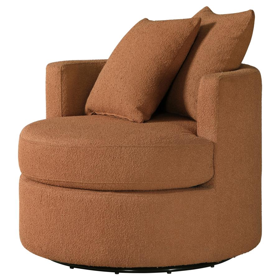 (image for) Debbie Upholstered Swivel Accent Chair Burnt Orange