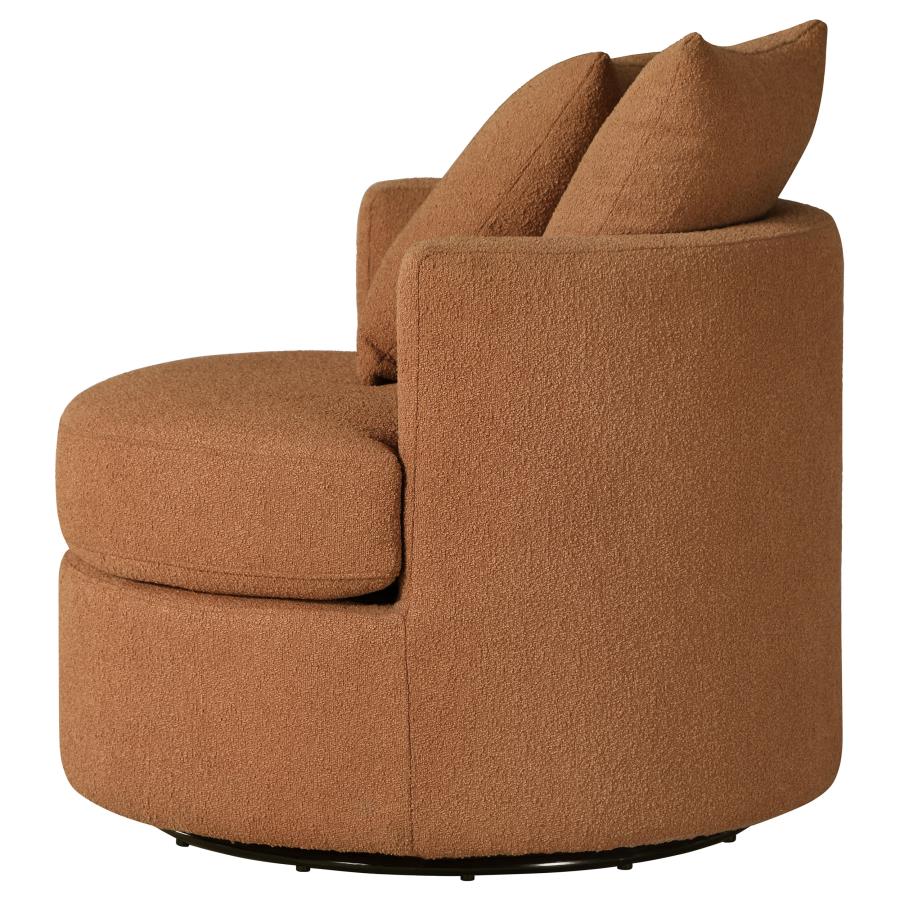 (image for) Debbie Upholstered Swivel Accent Chair Burnt Orange