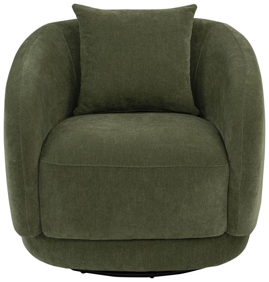 Arnaud Chenille Upholstered Swivel Accent Chair Green