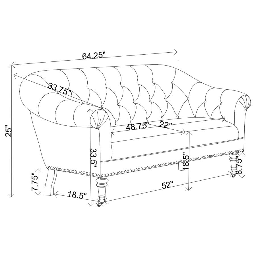 (image for) Billie Upholstered Rolled Arm Tufted Loveseat Natural