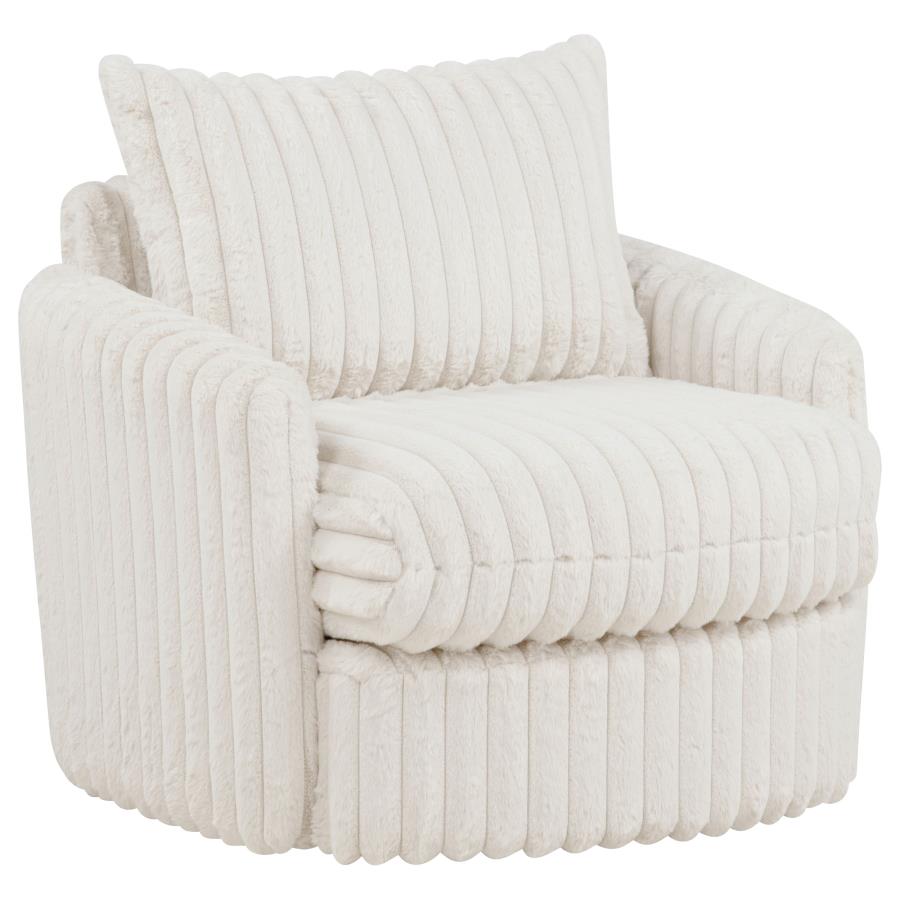 (image for) Sarco Corduroy Upholstered Swivel Accent Arm Chair Ivory