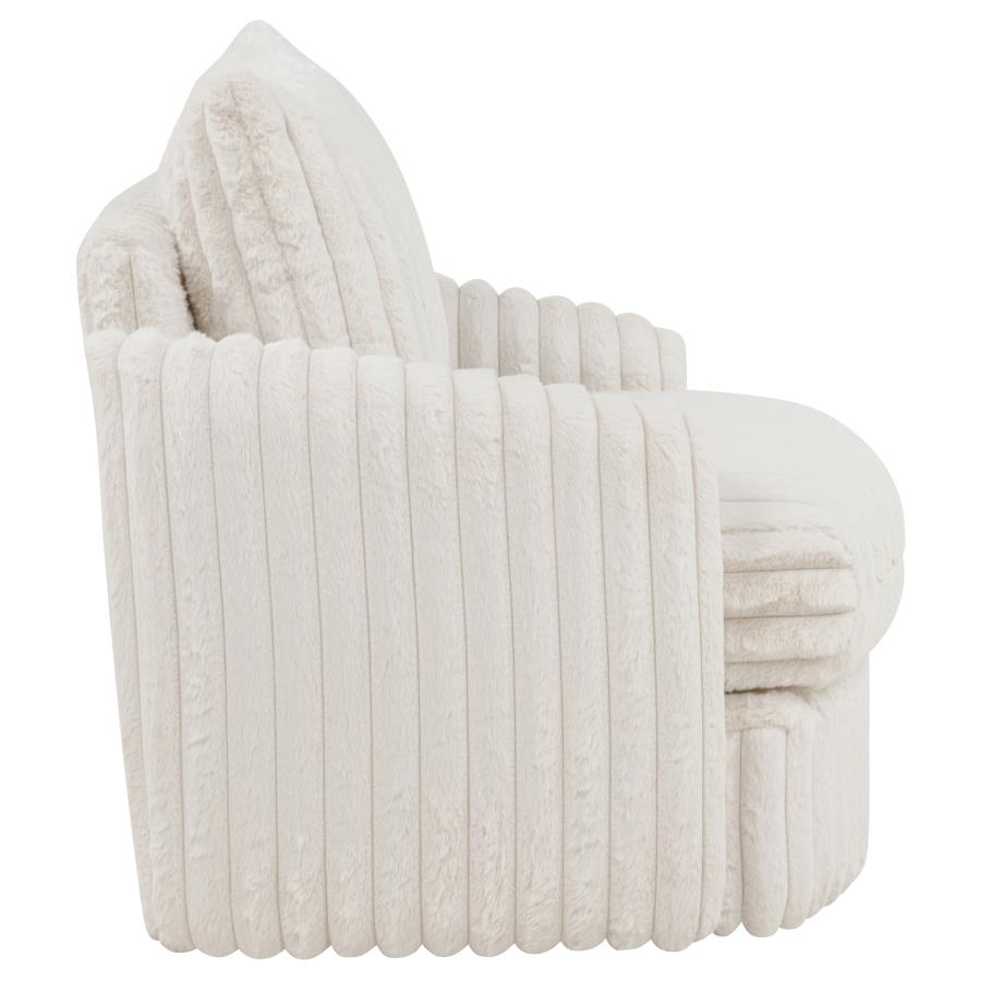 Sarco Corduroy Upholstered Swivel Accent Arm Chair Ivory