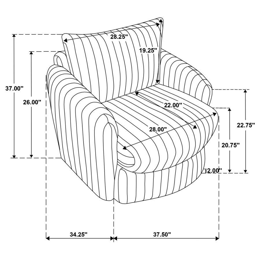 Modal Additional Images for Sarco Corduroy Upholstered Swivel Accent Arm Chair Ivory