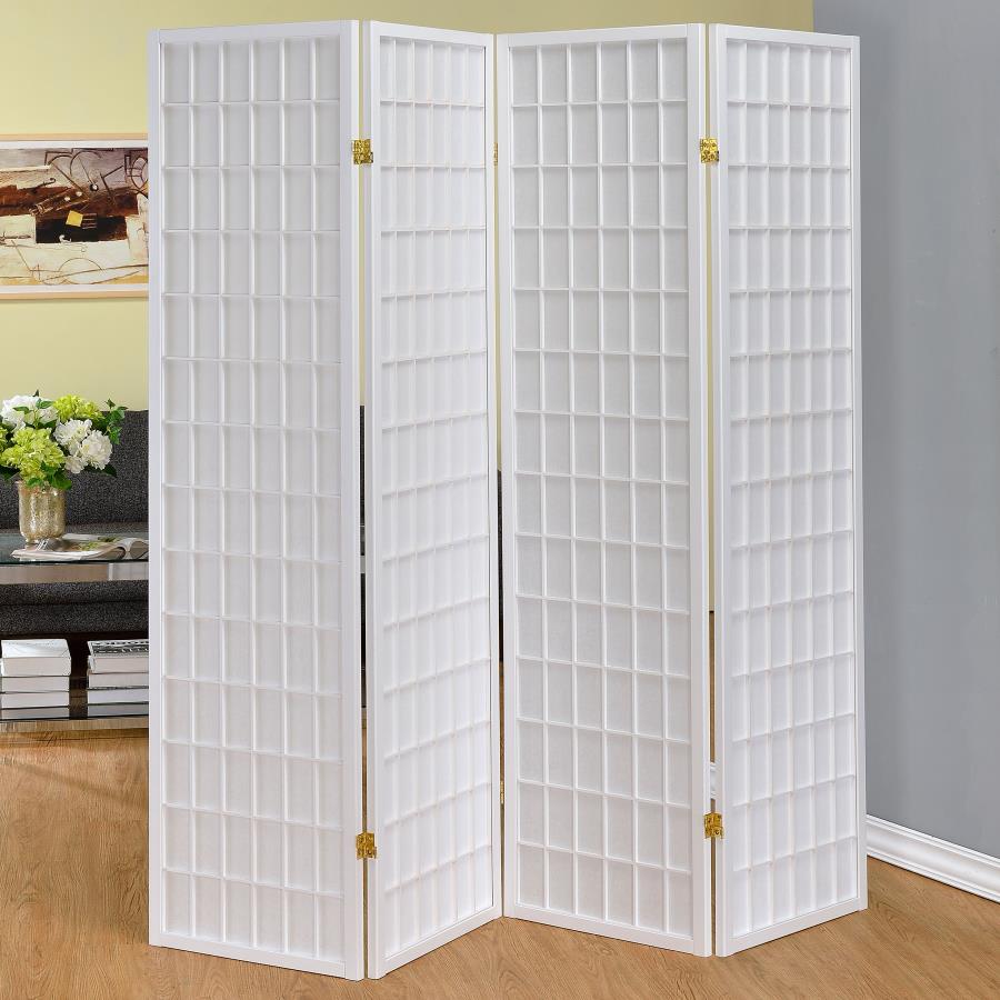 (image for) Roberto 4-Panel Room Divider Folding Shoji Screen White