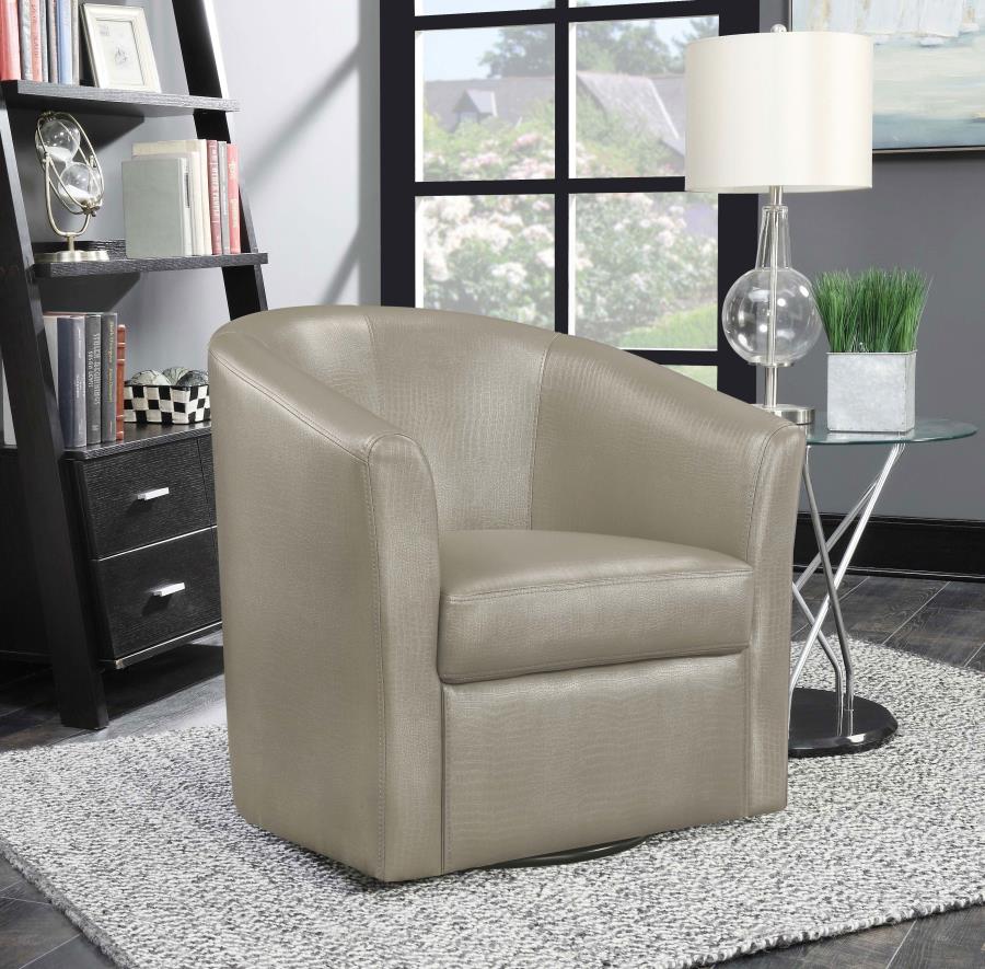 (image for) Turner Upholstered Barrel Back Swivel Chair Champagne