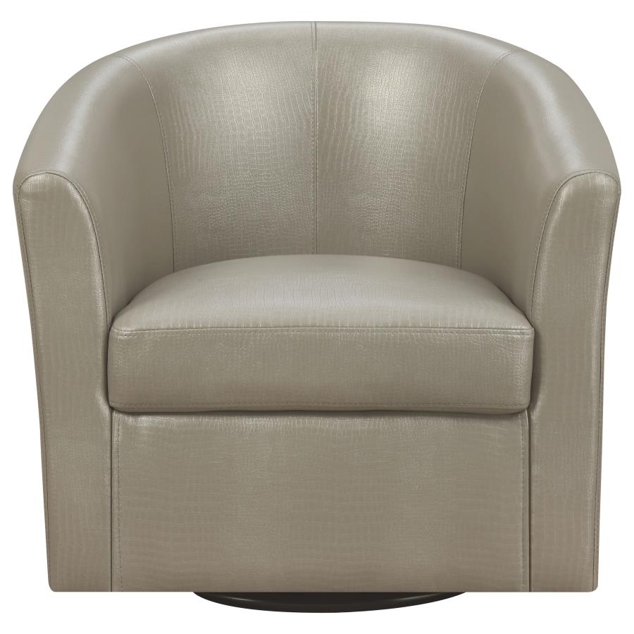 (image for) Turner Upholstered Barrel Back Swivel Chair Champagne