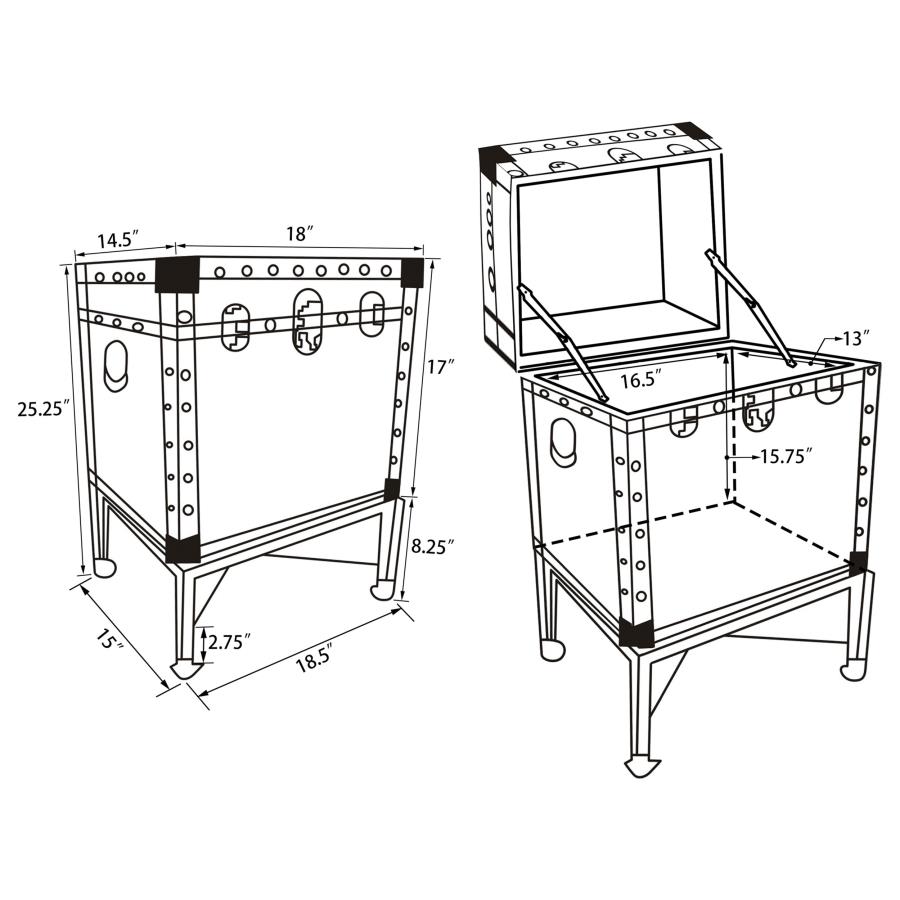 (image for) Nancy Upholstered Vintage Side Table Storage Trunk White