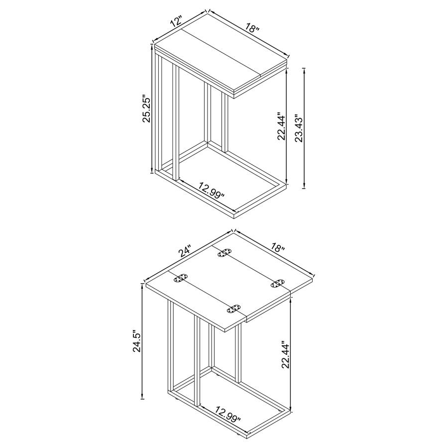 (image for) Pedro Expandable C-Shaped Sofa Side Table Weathered Grey