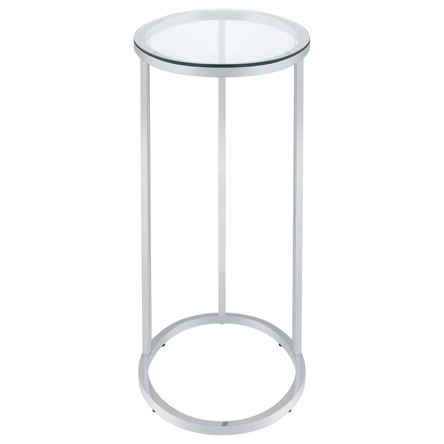 (image for) Kyle Oval Glass Top C-Shaped Sofa Side Table Chrome