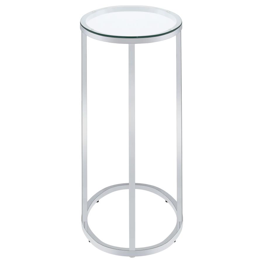 (image for) Kyle Oval Glass Top C-Shaped Sofa Side Table Chrome