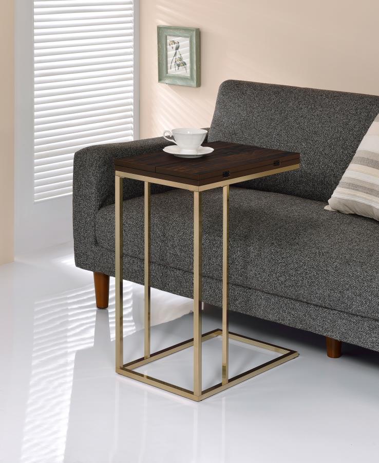 (image for) Pedro Expandable C-Shaped Sofa Side Table Chestnut