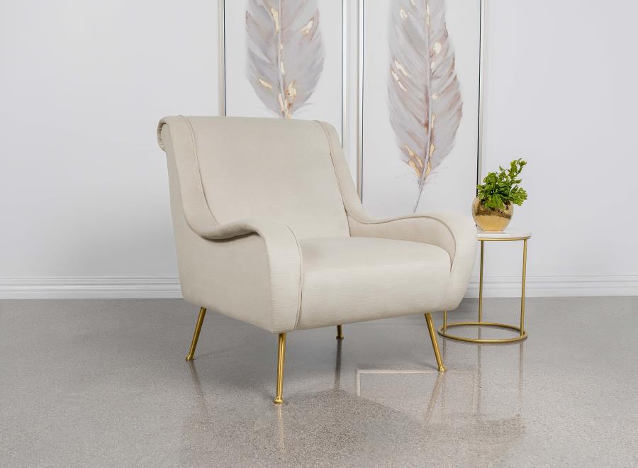 (image for) Ricci Upholstered Saddle Arm Accent Chair Stone