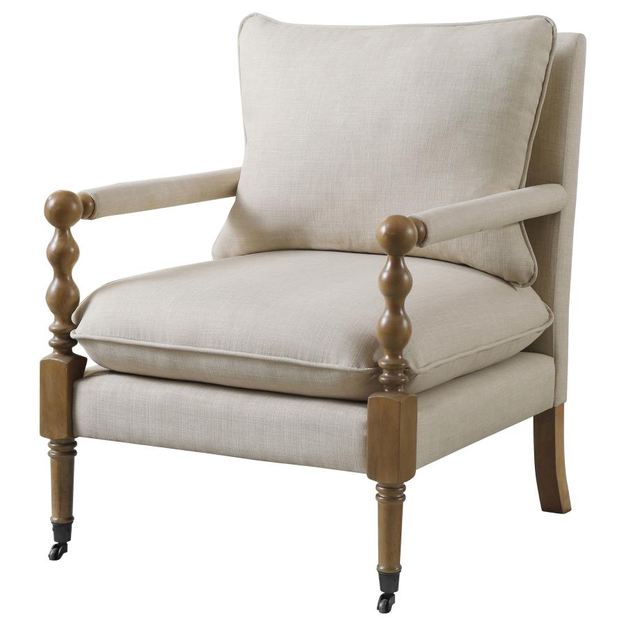 (image for) Dempsy Upholstered Accent Chair with Casters Beige