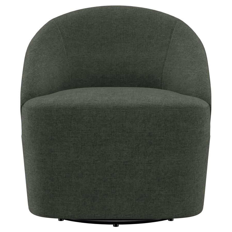 (image for) Leon Upholstered Barrel Accent Swivel Chair Hunter Green