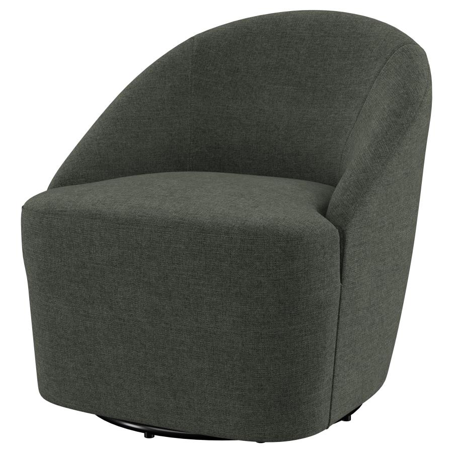 (image for) Leon Upholstered Barrel Accent Swivel Chair Hunter Green