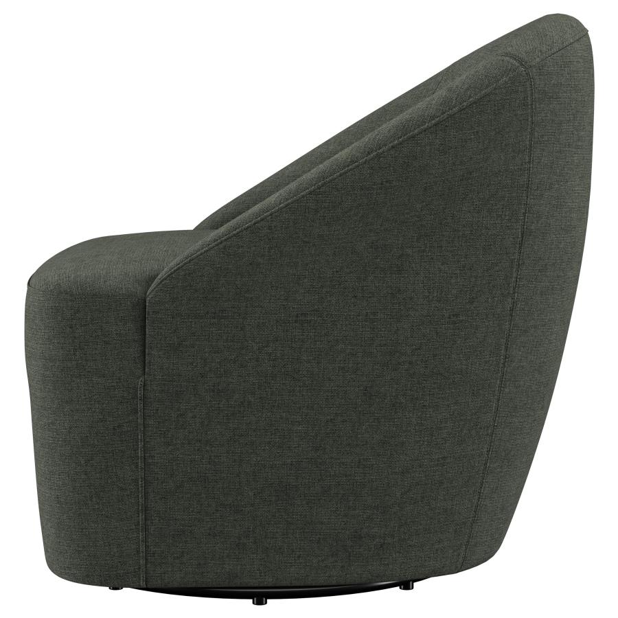 (image for) Leon Upholstered Barrel Accent Swivel Chair Hunter Green