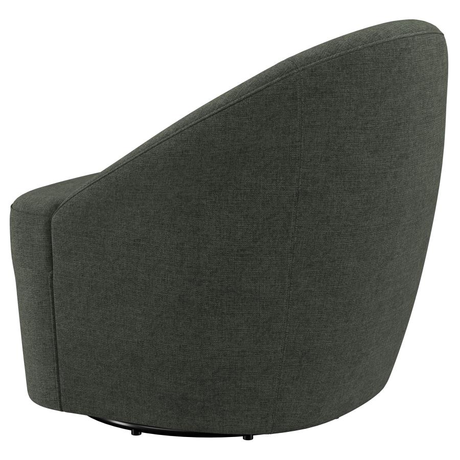 (image for) Leon Upholstered Barrel Accent Swivel Chair Hunter Green