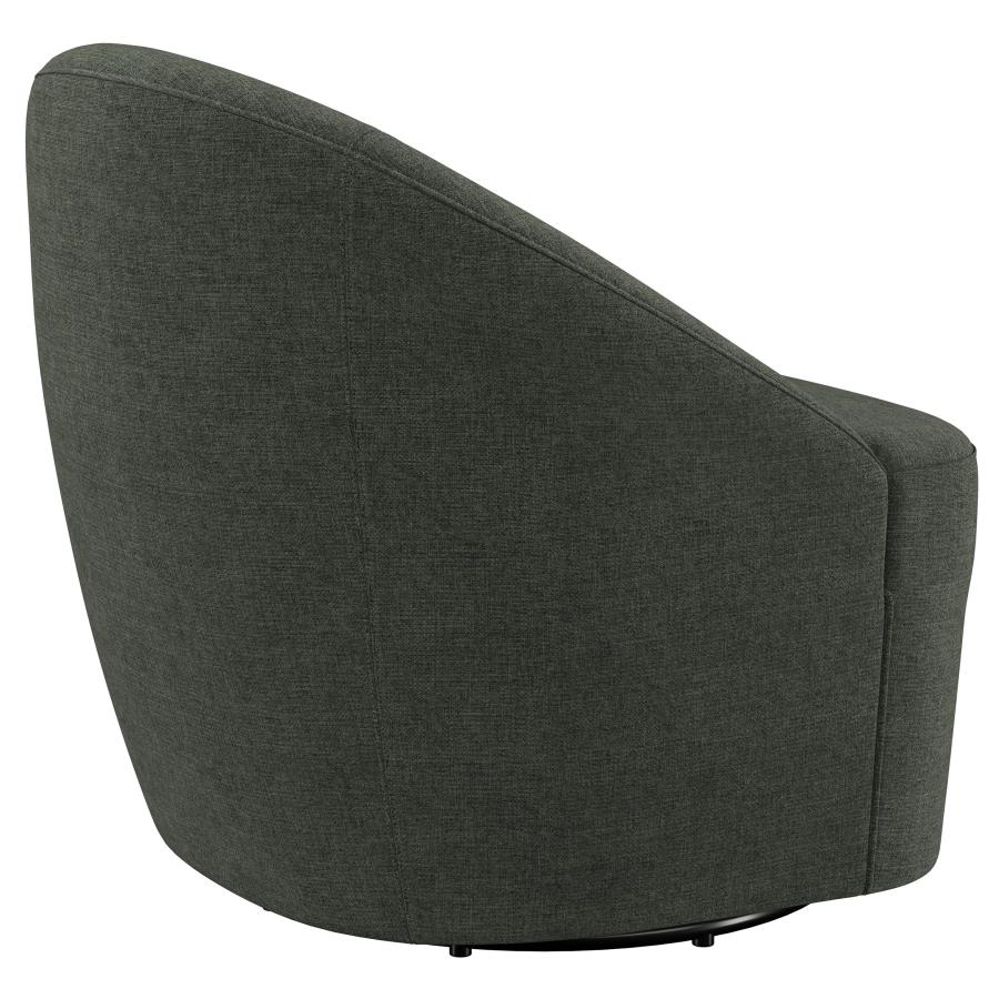 (image for) Leon Upholstered Barrel Accent Swivel Chair Hunter Green