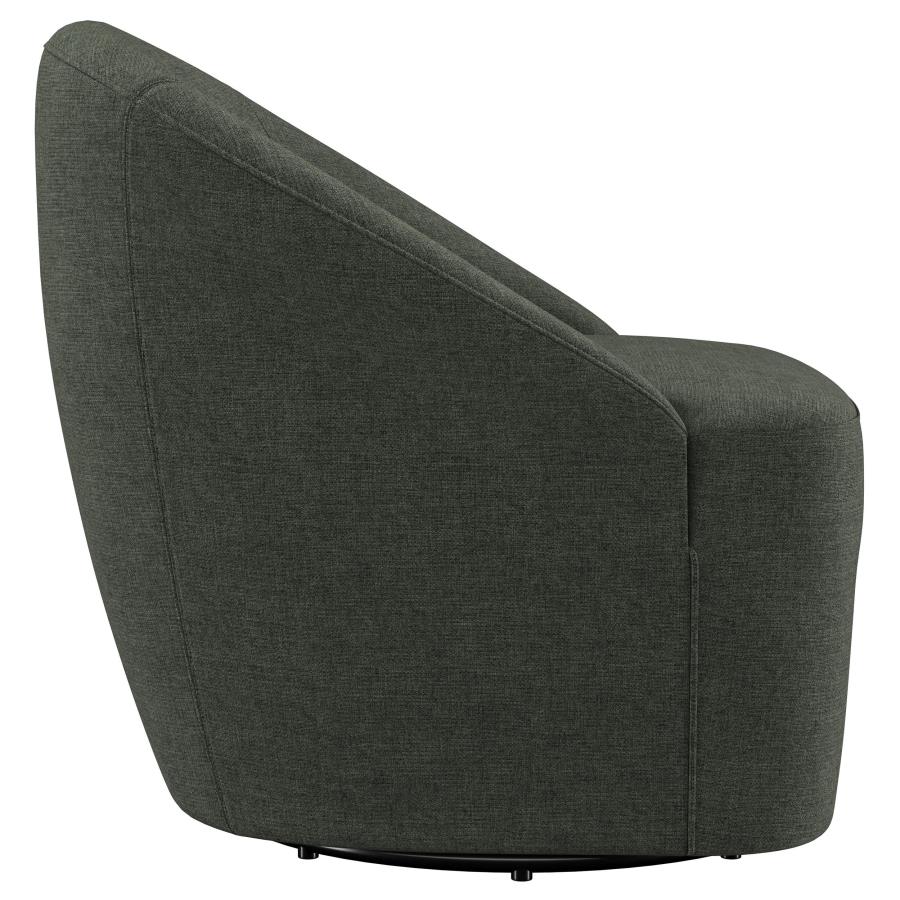 (image for) Leon Upholstered Barrel Accent Swivel Chair Hunter Green