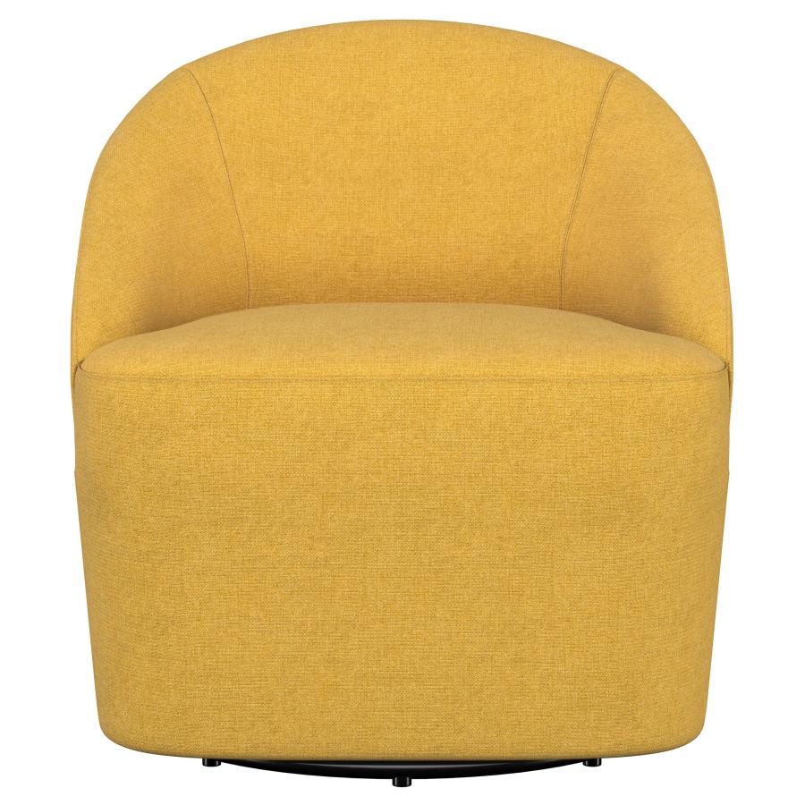 (image for) Leon Upholstered Barrel Accent Swivel Chair Mustard Yellow