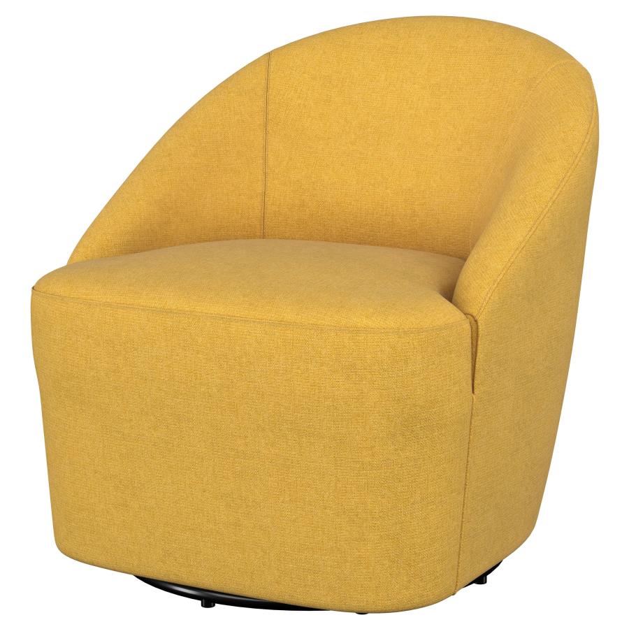 (image for) Leon Upholstered Barrel Accent Swivel Chair Mustard Yellow