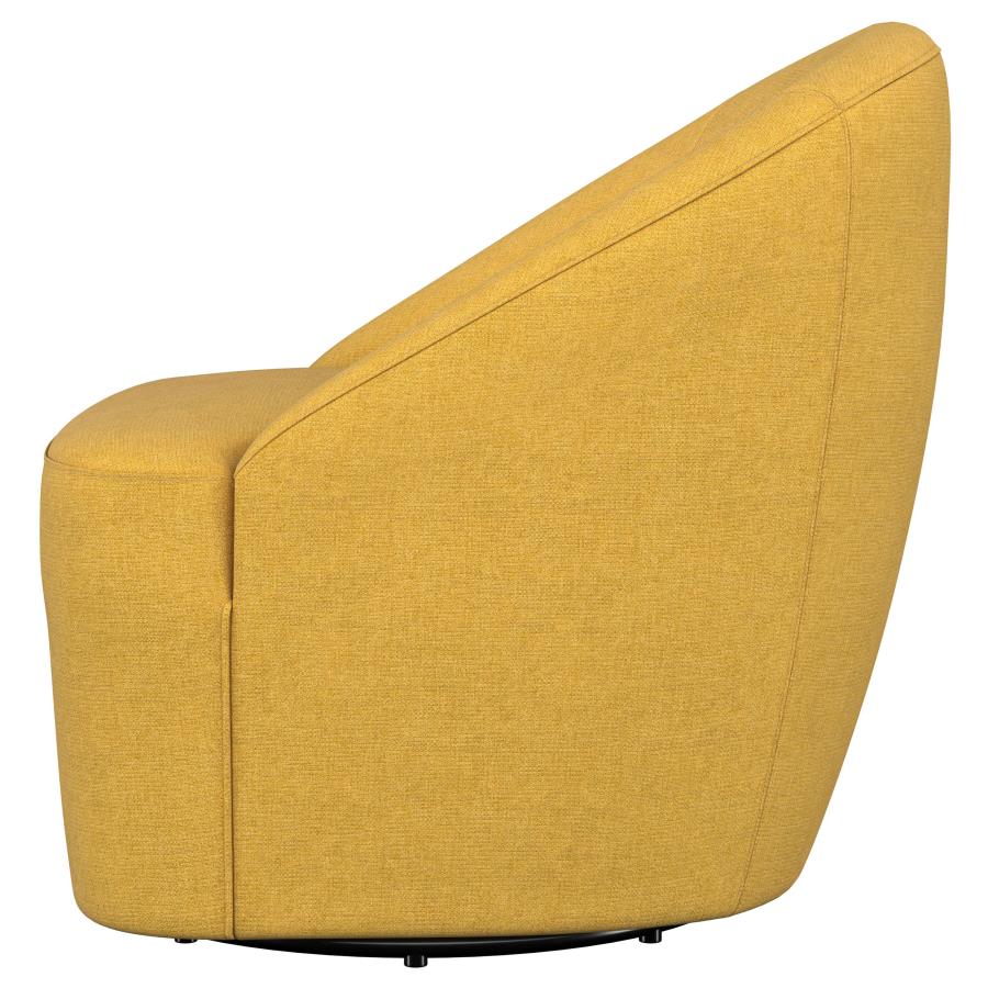 (image for) Leon Upholstered Barrel Accent Swivel Chair Mustard Yellow