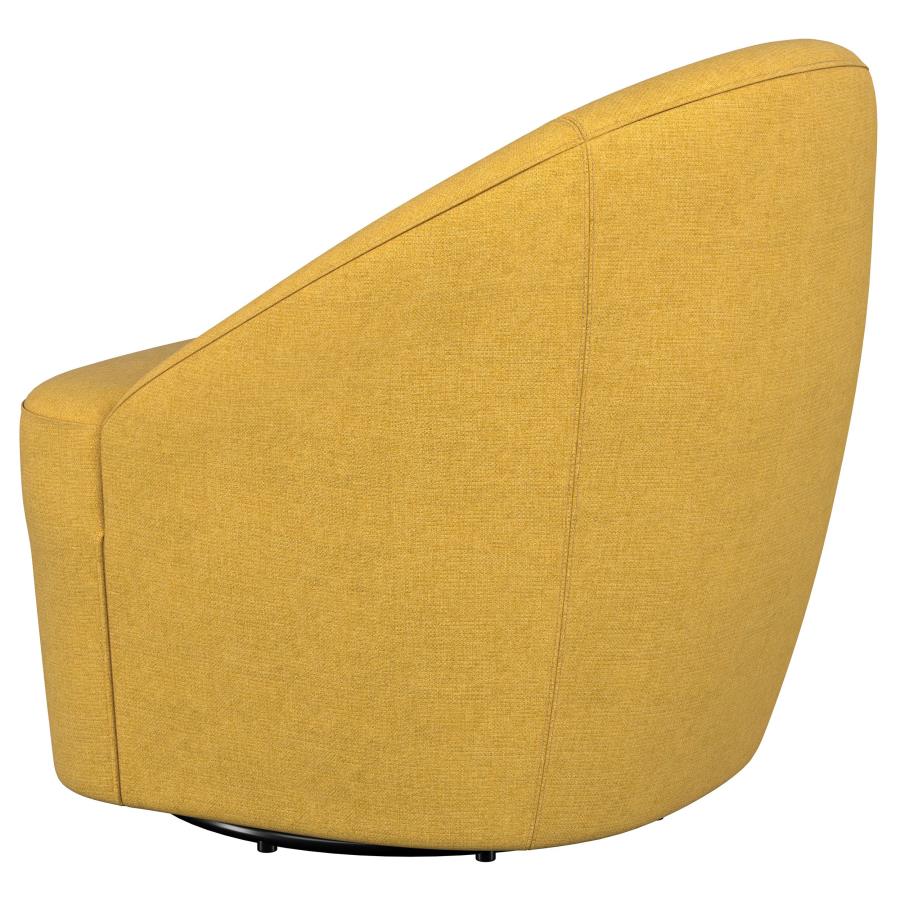 (image for) Leon Upholstered Barrel Accent Swivel Chair Mustard Yellow