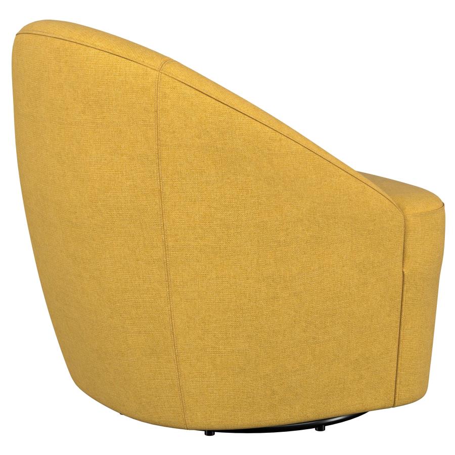 (image for) Leon Upholstered Barrel Accent Swivel Chair Mustard Yellow