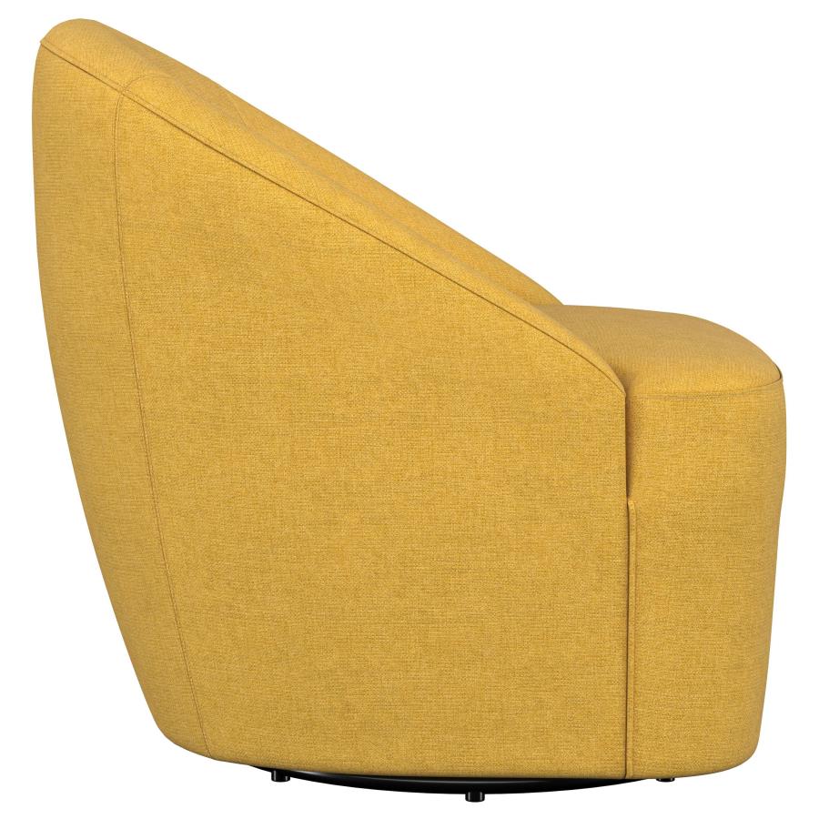 (image for) Leon Upholstered Barrel Accent Swivel Chair Mustard Yellow