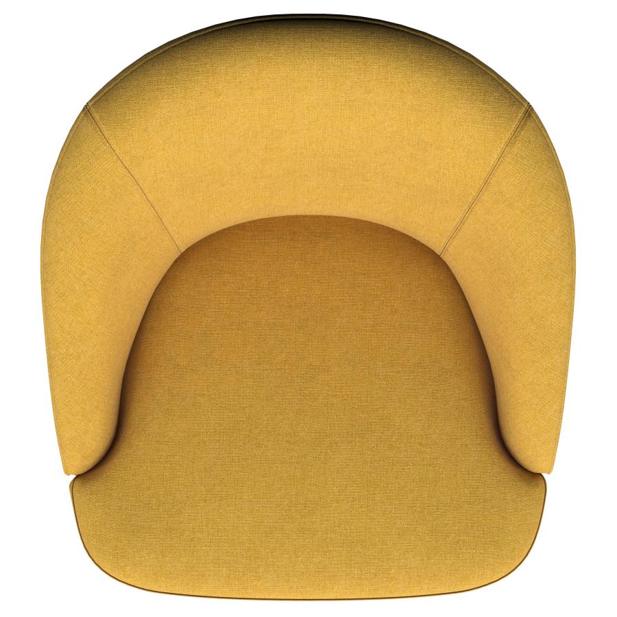 (image for) Leon Upholstered Barrel Accent Swivel Chair Mustard Yellow