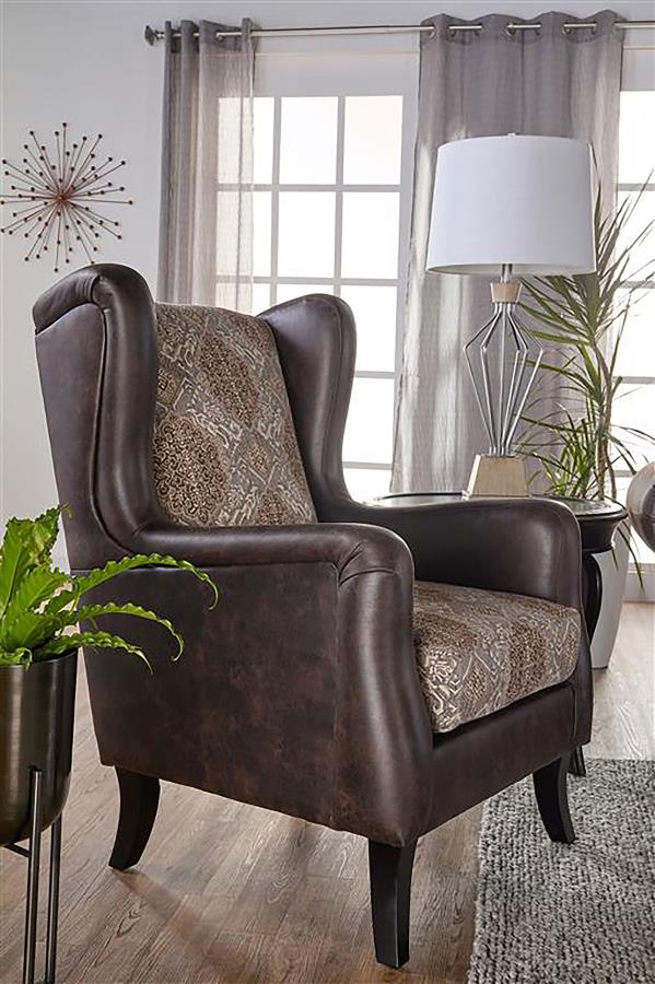 (image for) Elmbrook Upholstered Wingback Accent Club Chair Brown