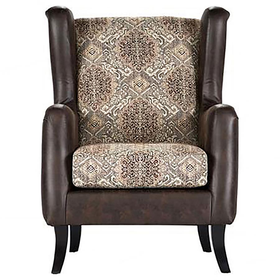 (image for) Elmbrook Upholstered Wingback Accent Club Chair Brown