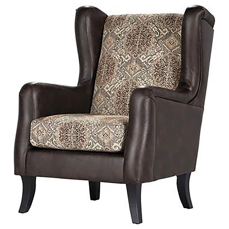 (image for) Elmbrook Upholstered Wingback Accent Club Chair Brown