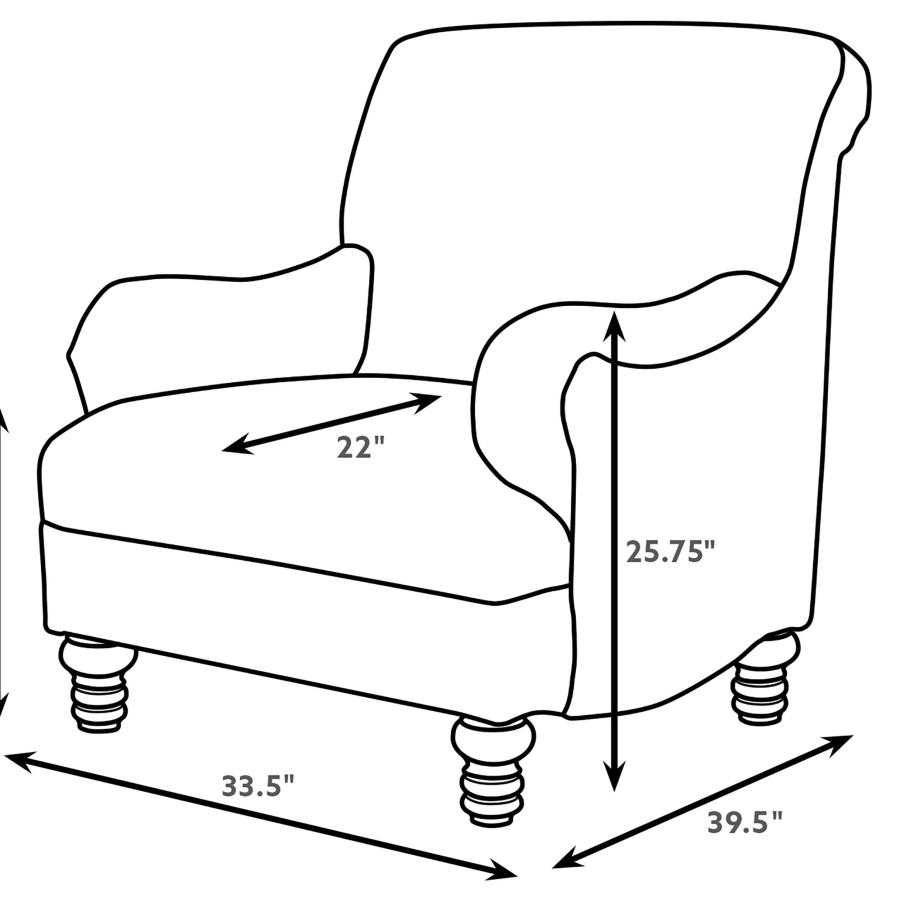 Glenn Upholstered English Arm Accent Chair Blue