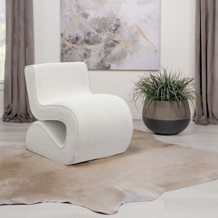 (image for) Ronea Boucle Upholstered Armless Curved Chair Cream