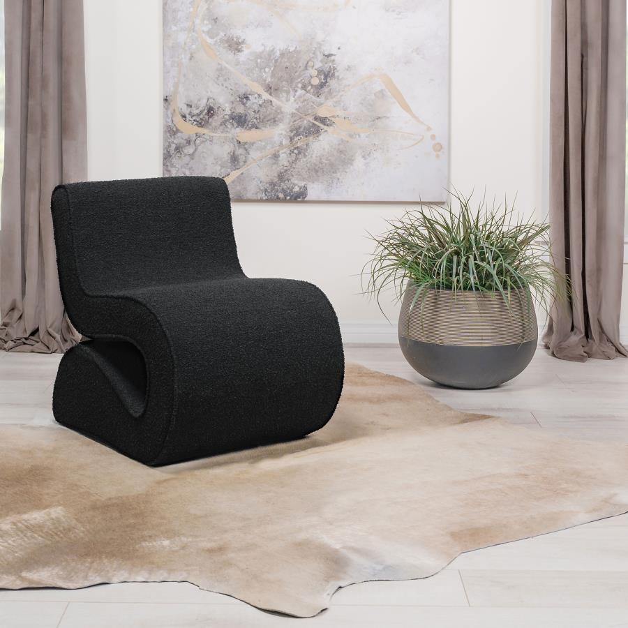 (image for) Ronea Boucle Upholstered Armless Curved Chair Charcoal