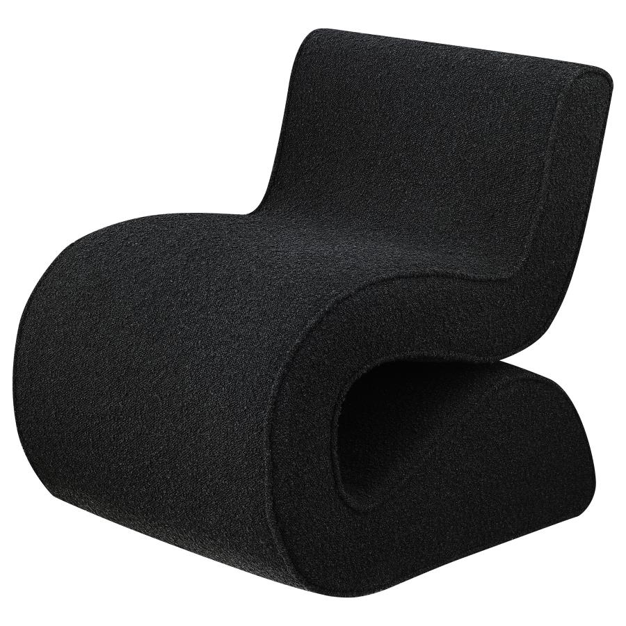 (image for) Ronea Boucle Upholstered Armless Curved Chair Charcoal