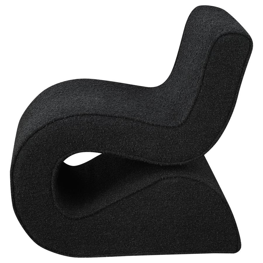 (image for) Ronea Boucle Upholstered Armless Curved Chair Charcoal