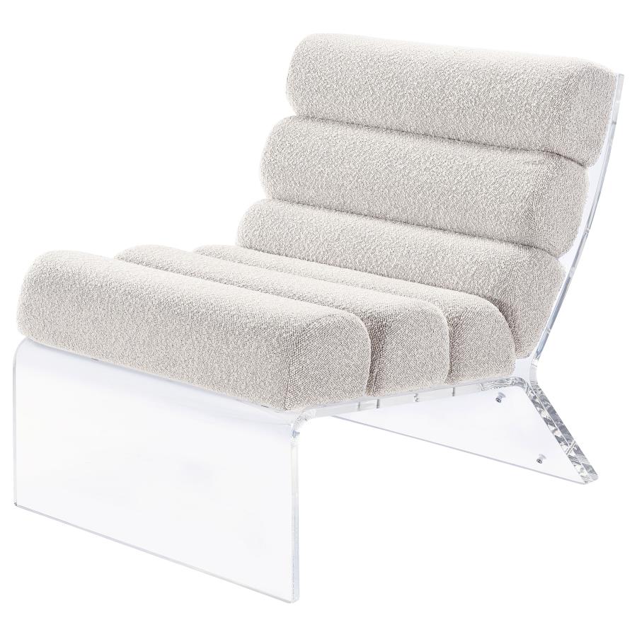 (image for) Serreta Boucle Upholstered Armless Acrylic Chair Ivory