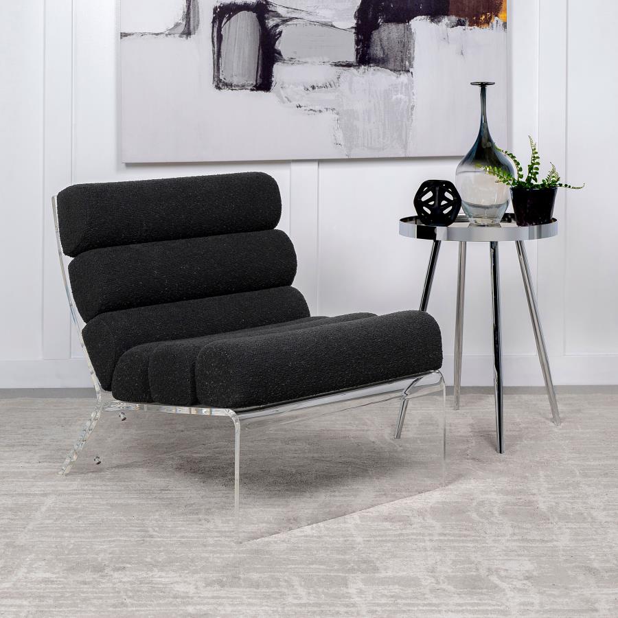 (image for) Serreta Boucle Upholstered Armless Acrylic Chair Black