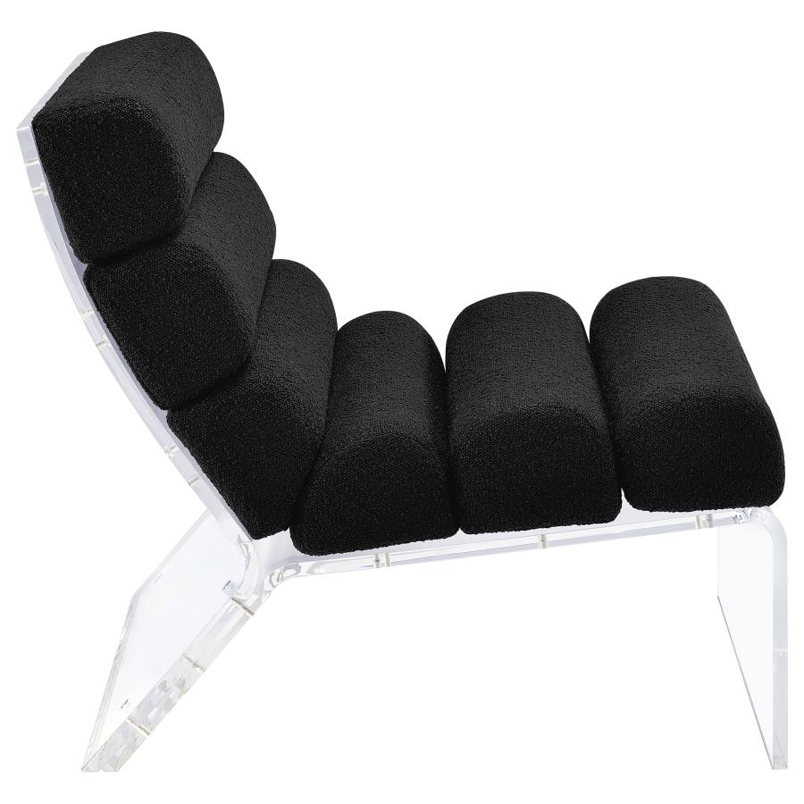 (image for) Serreta Boucle Upholstered Armless Acrylic Chair Black