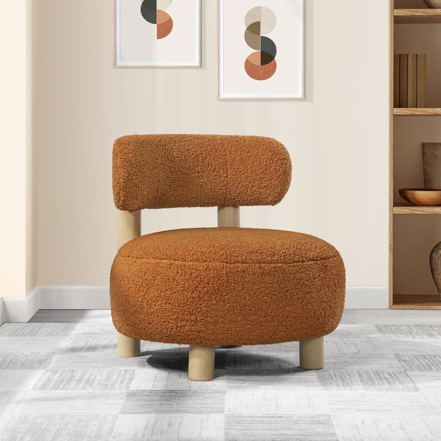 (image for) Zonie Boucle Upholstered Barrel Back Accent Chair Orange