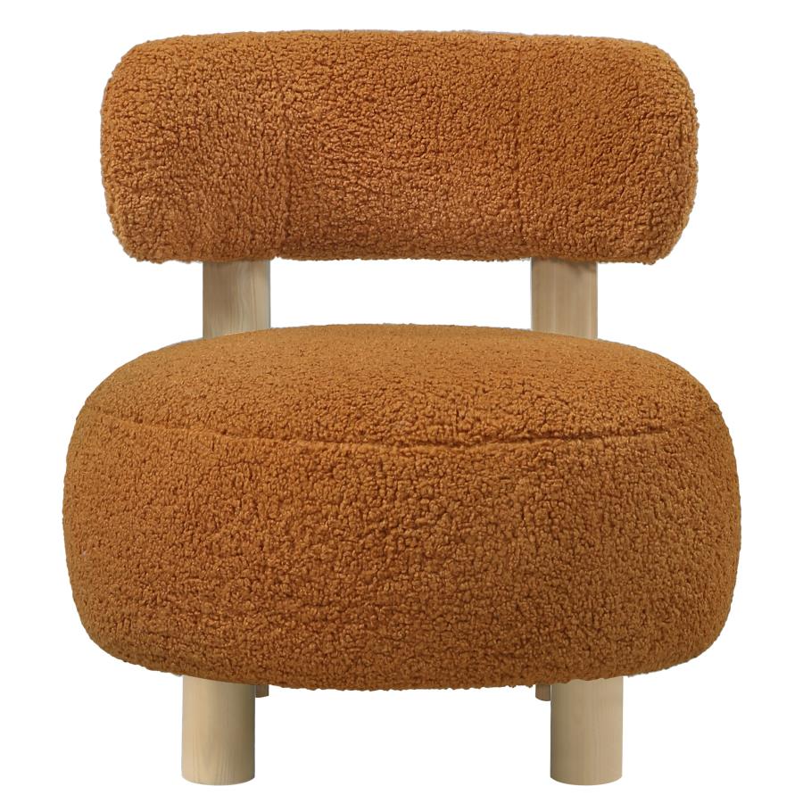 (image for) Zonie Boucle Upholstered Barrel Back Accent Chair Orange