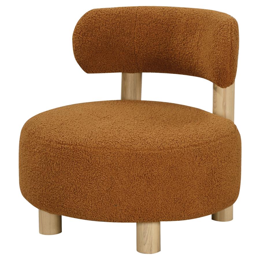 (image for) Zonie Boucle Upholstered Barrel Back Accent Chair Orange