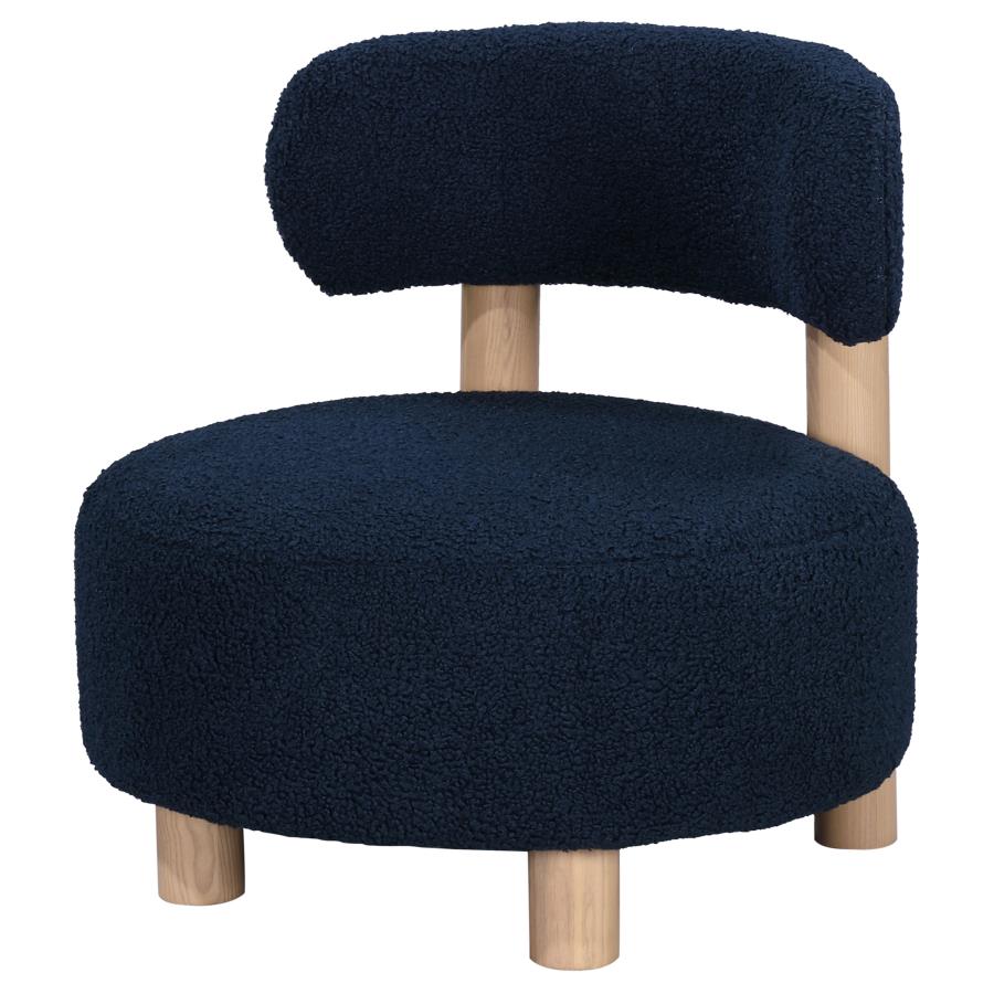 (image for) Zonie Boucle Upholstered Barrel Back Accent Chair Blue