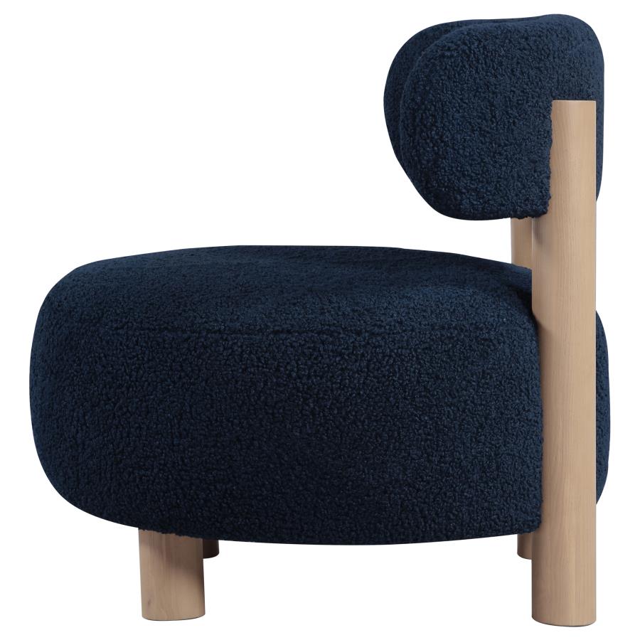 (image for) Zonie Boucle Upholstered Barrel Back Accent Chair Blue