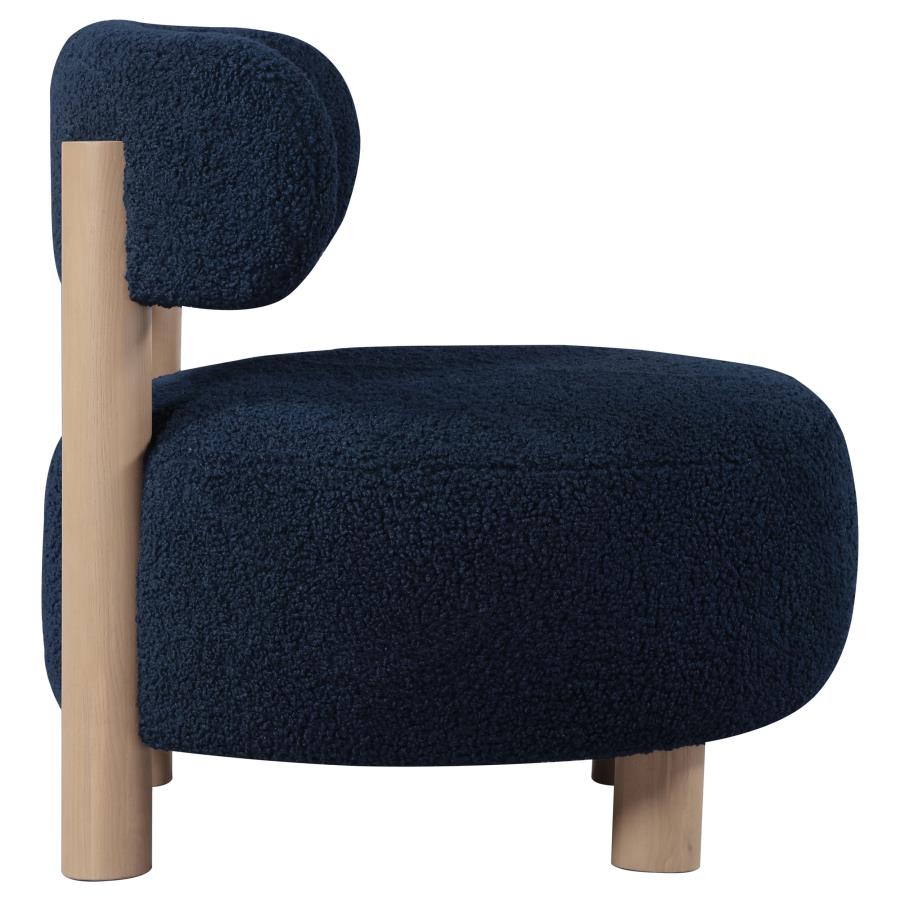 (image for) Zonie Boucle Upholstered Barrel Back Accent Chair Blue