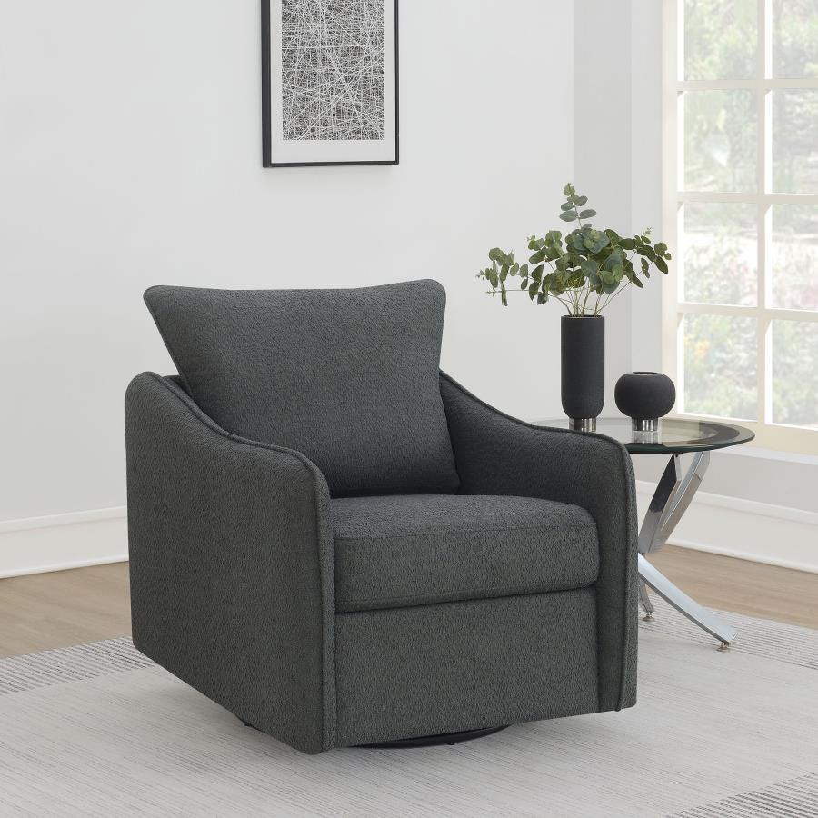 (image for) Madia Upholstered Sloped Arm Swivel Glider Chair Charcoal